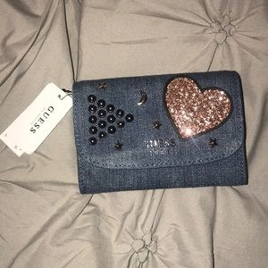 Guess Denim wallet with sequence heart